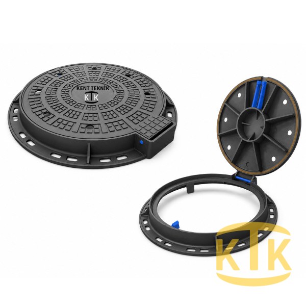 Cast Iron Manhole Cover Set Ø600 mm 100° (DKT.600-B2)
