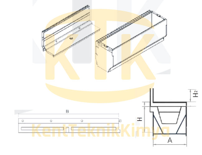 AK-FDK-3012-B125 Fuga Drenaj Kanalı 300x1000x120 (B125) - Kent Teknik Kimya